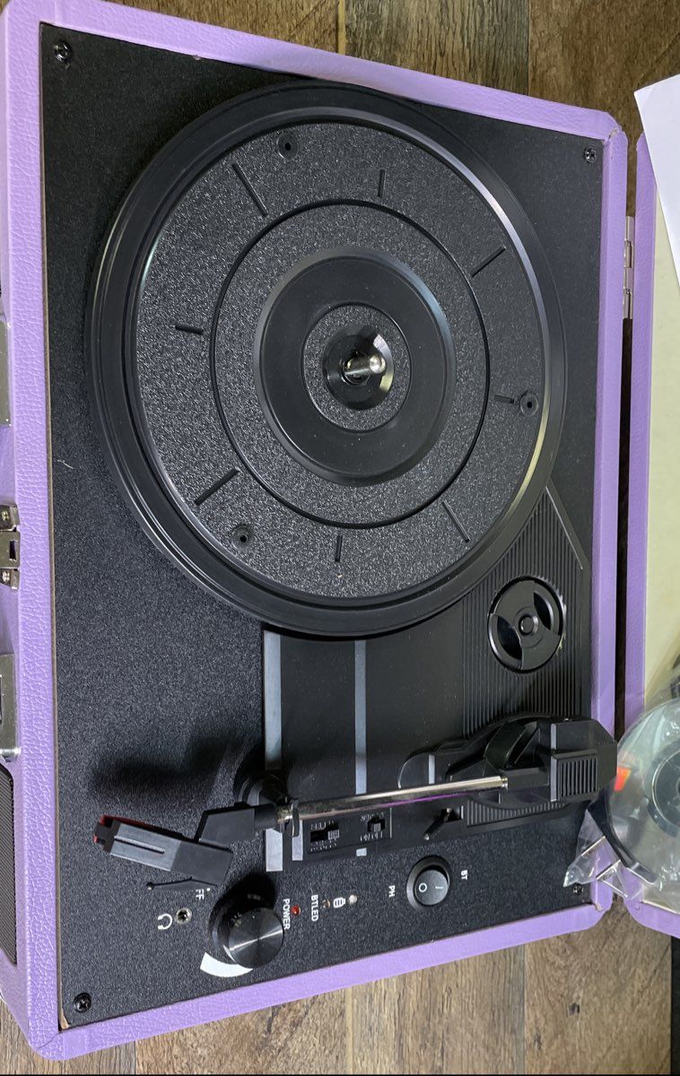 Jorlai J-TT300-PP Portable Suitcase Record Player 3-Speed Turntable Bluetooth