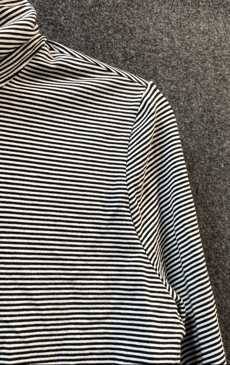 Talbots Women's Black White Striped Turtleneck Shirt Long Sleeve Sz PM NWT