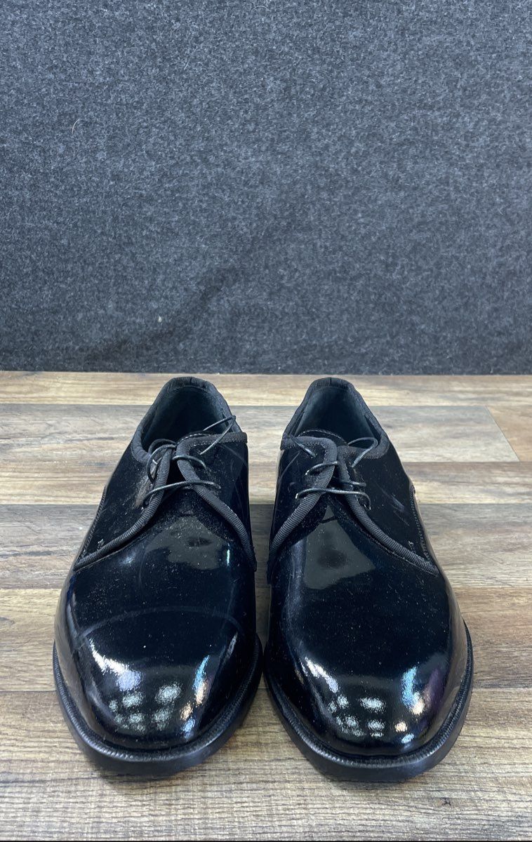 Black Patent Leather Men's Plain Toe Derby Tuxedo Dress Shoes Size 11