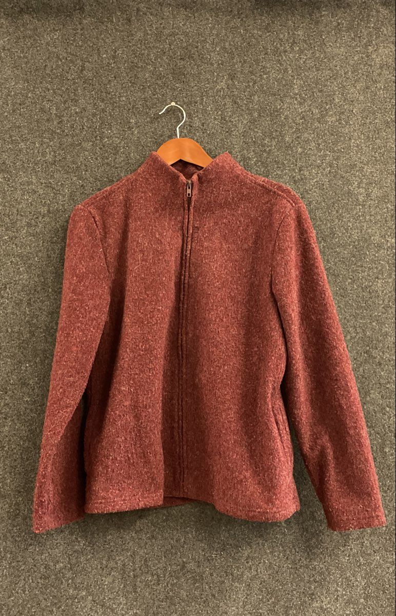 Vintage 90s Talbots Women's Burgundy Full Zip Mock Neck Jacket Made in USA Sz L