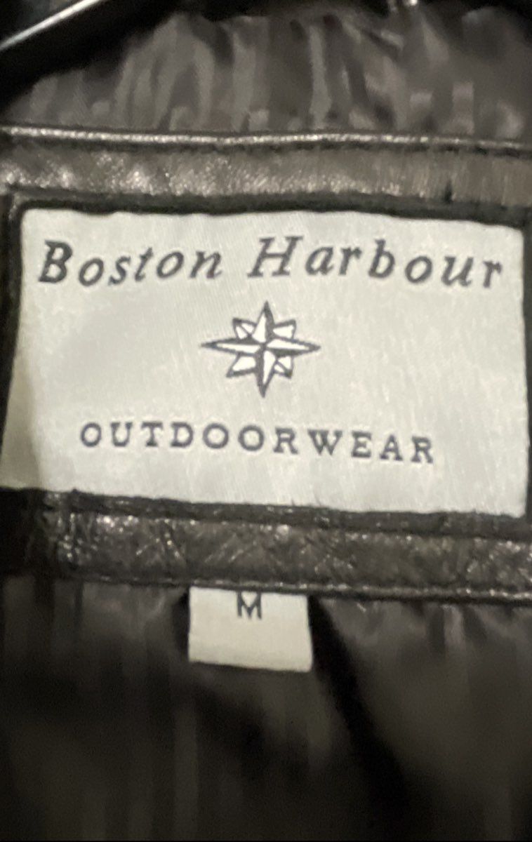 Boston Harbor Men's Black Genuine Leather Full Zip Outdoorwear Jacket Sz M