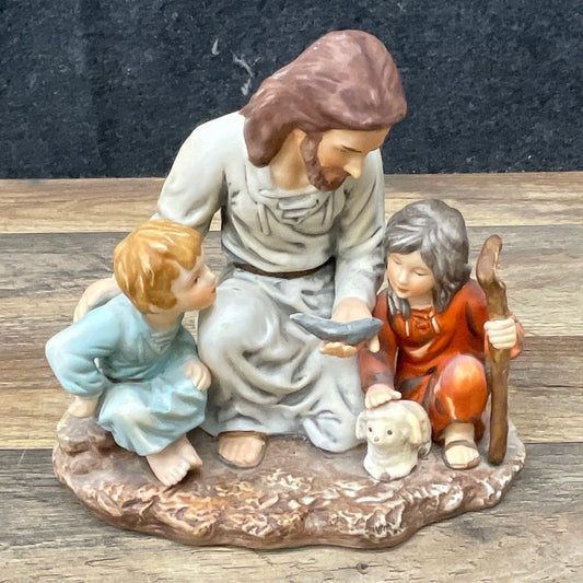 Vintage Homco Masterpiece Porcelain "The Fisherman" 1983 Jesus with Children