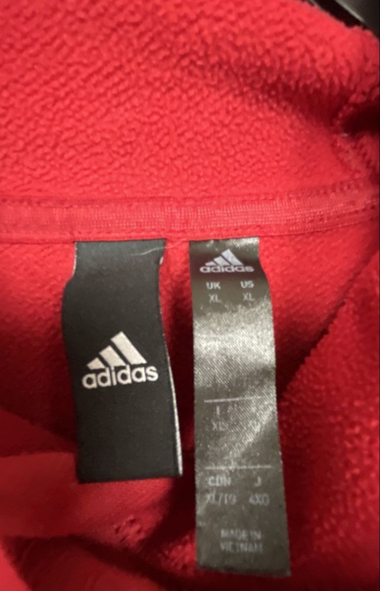 Adidas Men's Red Performance Fleece Graphic Logo Pullover Hoodie Sz XL