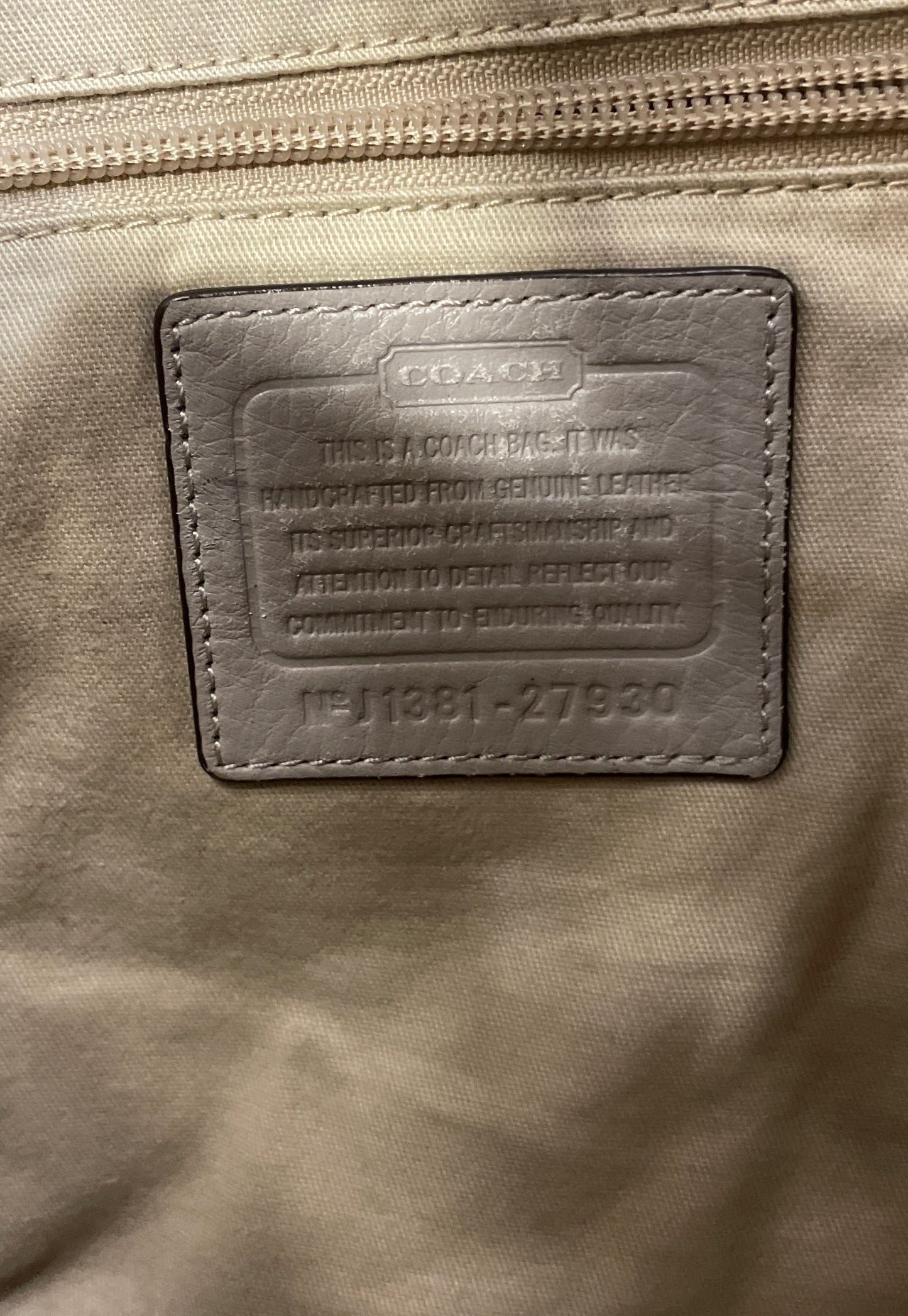 Coach Grey Pebbled Leather Tote Shoulder Bag Silver Hardware Convertible