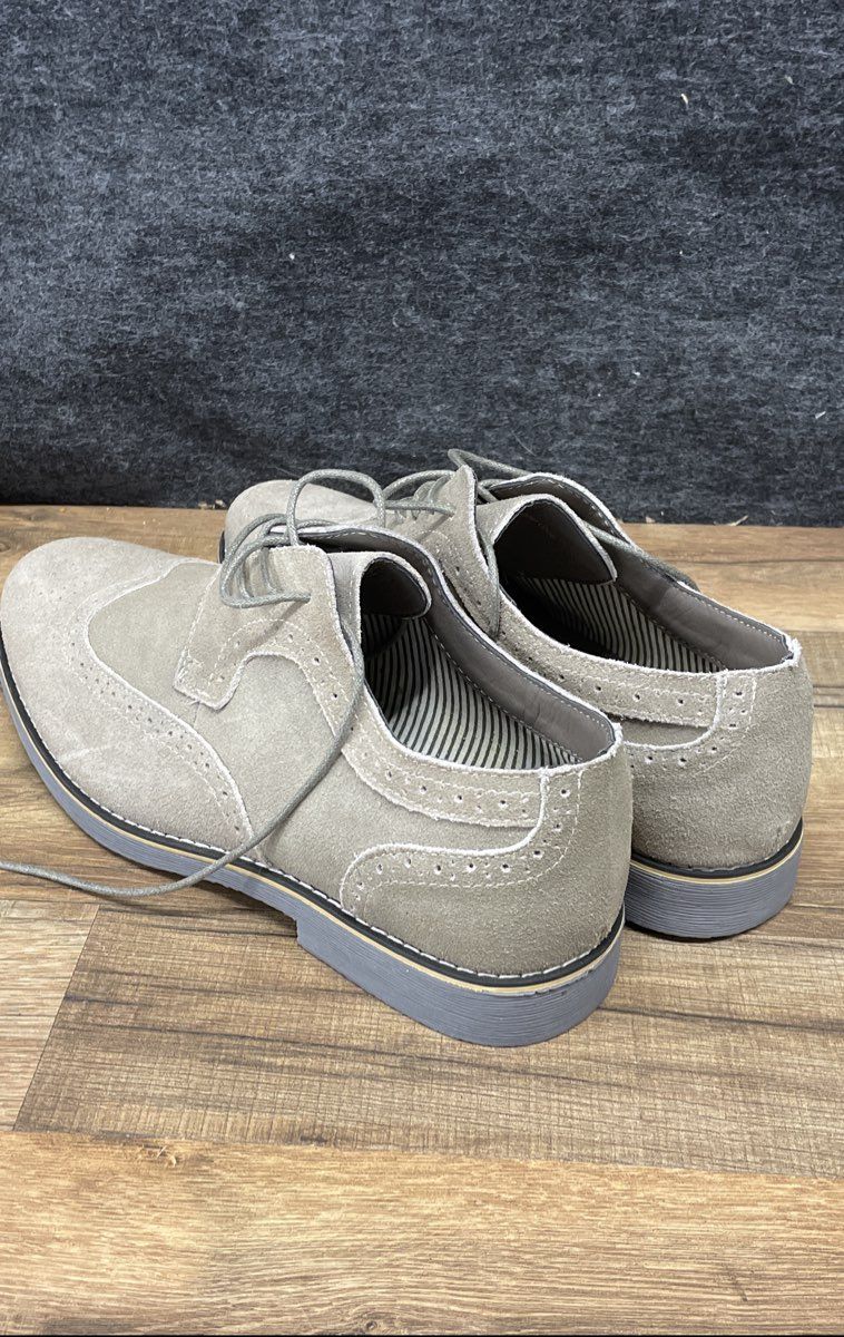 Alpineswiss Salamon Grey Suede Wingtip Brogue Derby Dress Shoes Size 10