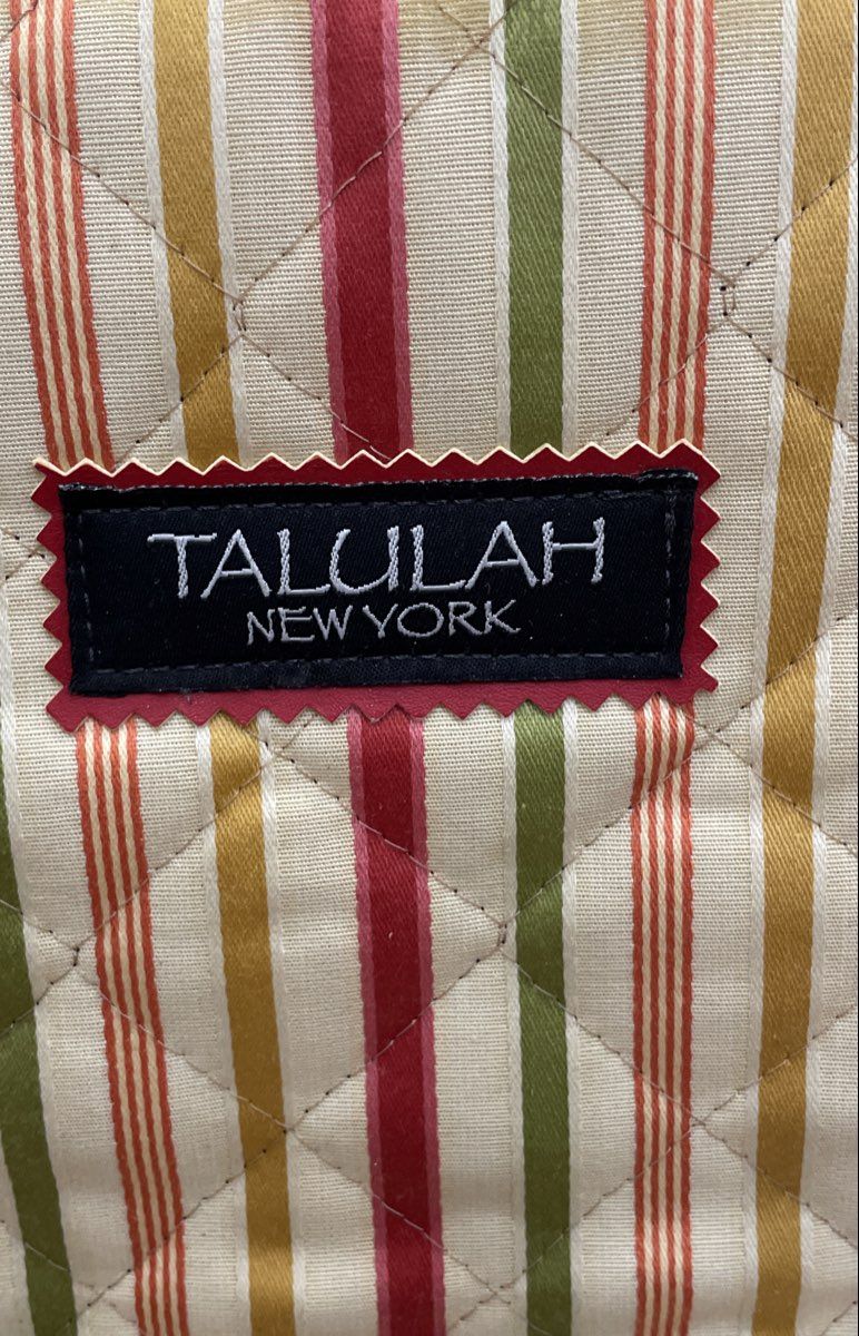Talulah New York Red Multicolor Striped Quilted Canvas Tote Shoulder Bag Large