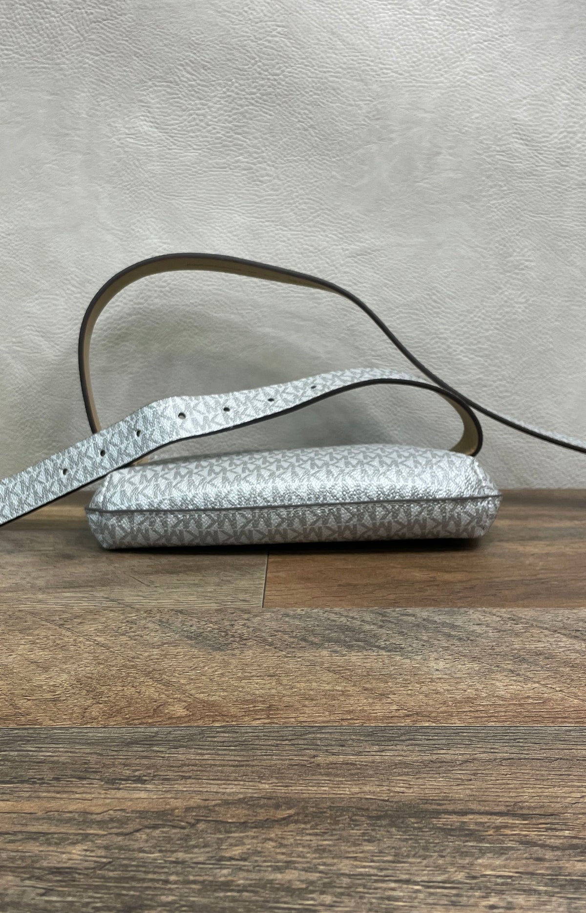 Michael Kors Metallic Silver MK Signature Belt Bag Fanny Pack S/M