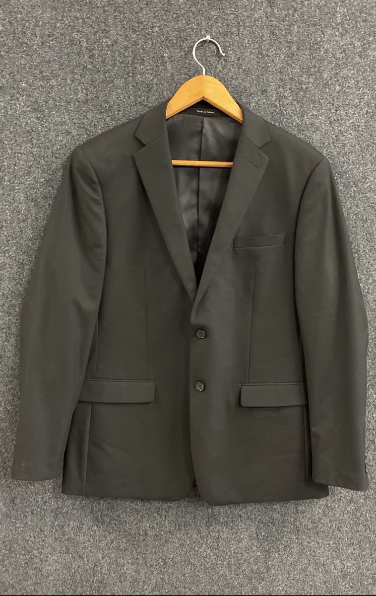 Calvin Klein Men's Black 2-Button Stretch Blazer Suit Jacket Sport Coat Sz 46L