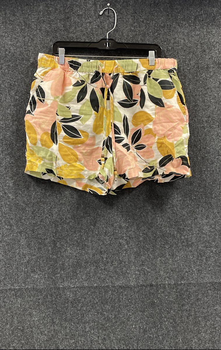 Rachel Zoe Women's Multicolor Floral 100% Linen Elastic Waist Shorts Sz XL