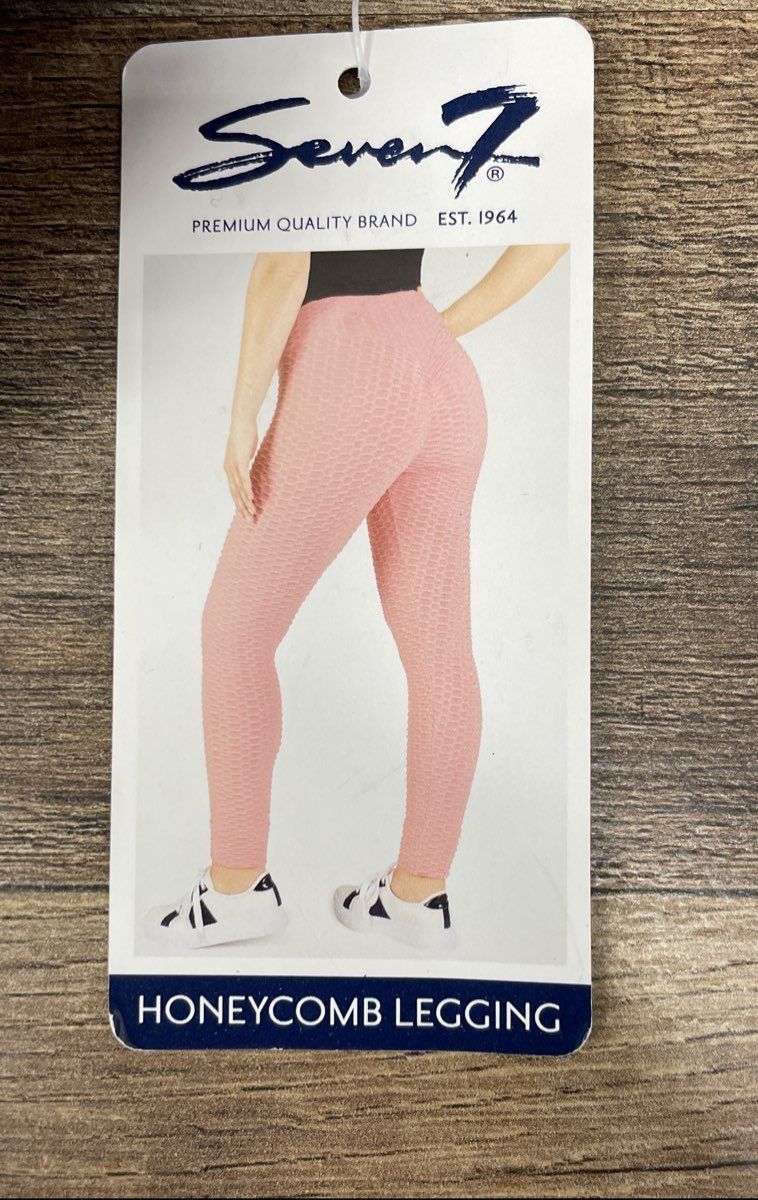 Seven7 Women's Honeycomb Leggings Blush Pink High Waist Scrunch Butt NWT Sz XL