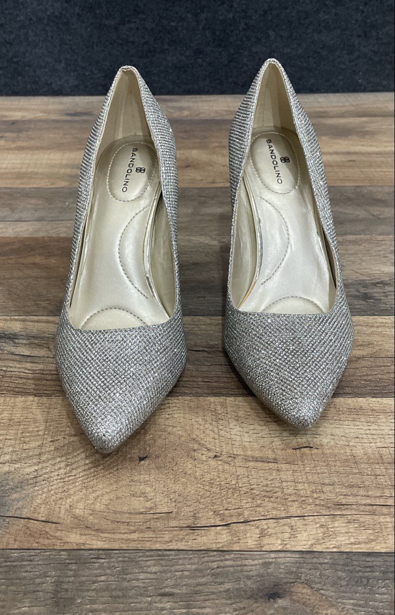 Bandolino Fairbury Silver Glitter Pointed Toe Pumps Heels Women's Size 6.5M