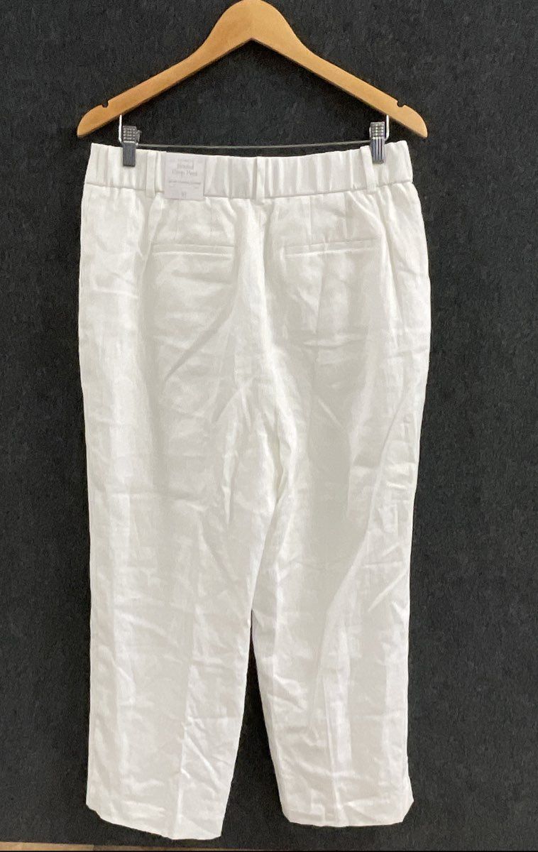 Talbots Women's Bristol Crop Pants White Linen High Rise Straight Sz 10 NWT