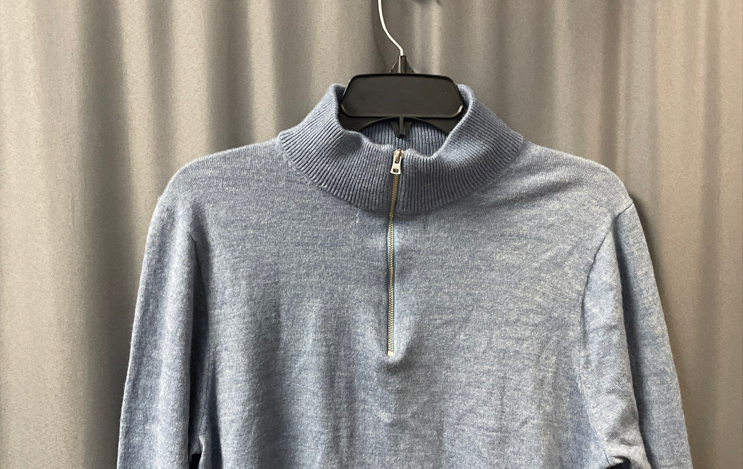 J. Crew Men's Blue Merino Wool Blend 1/4 Zip Pullover Sweater Size L