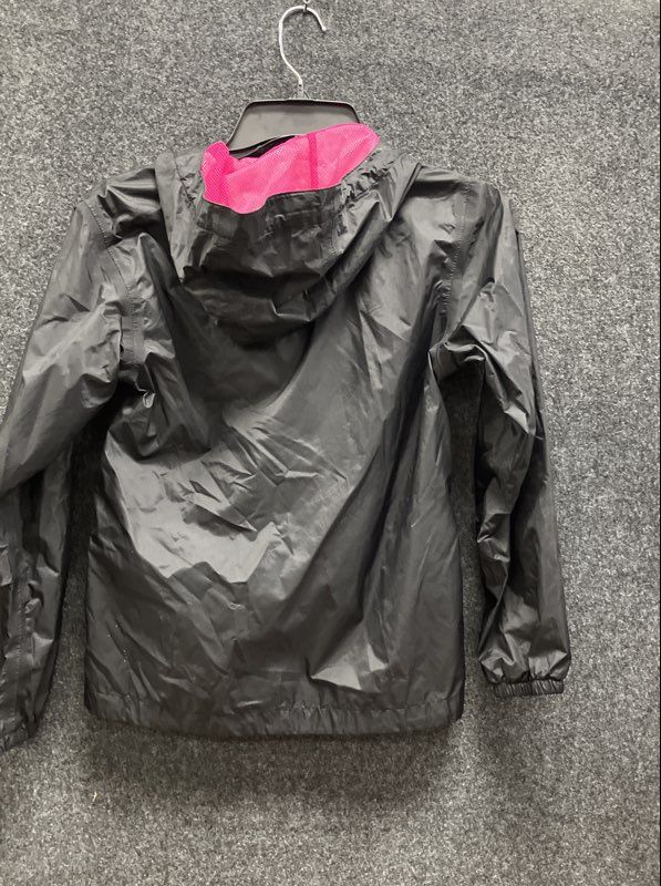 The North Face Girl's HyVent Windbreaker Hooded Black Pink Jacket Sz M 10/12