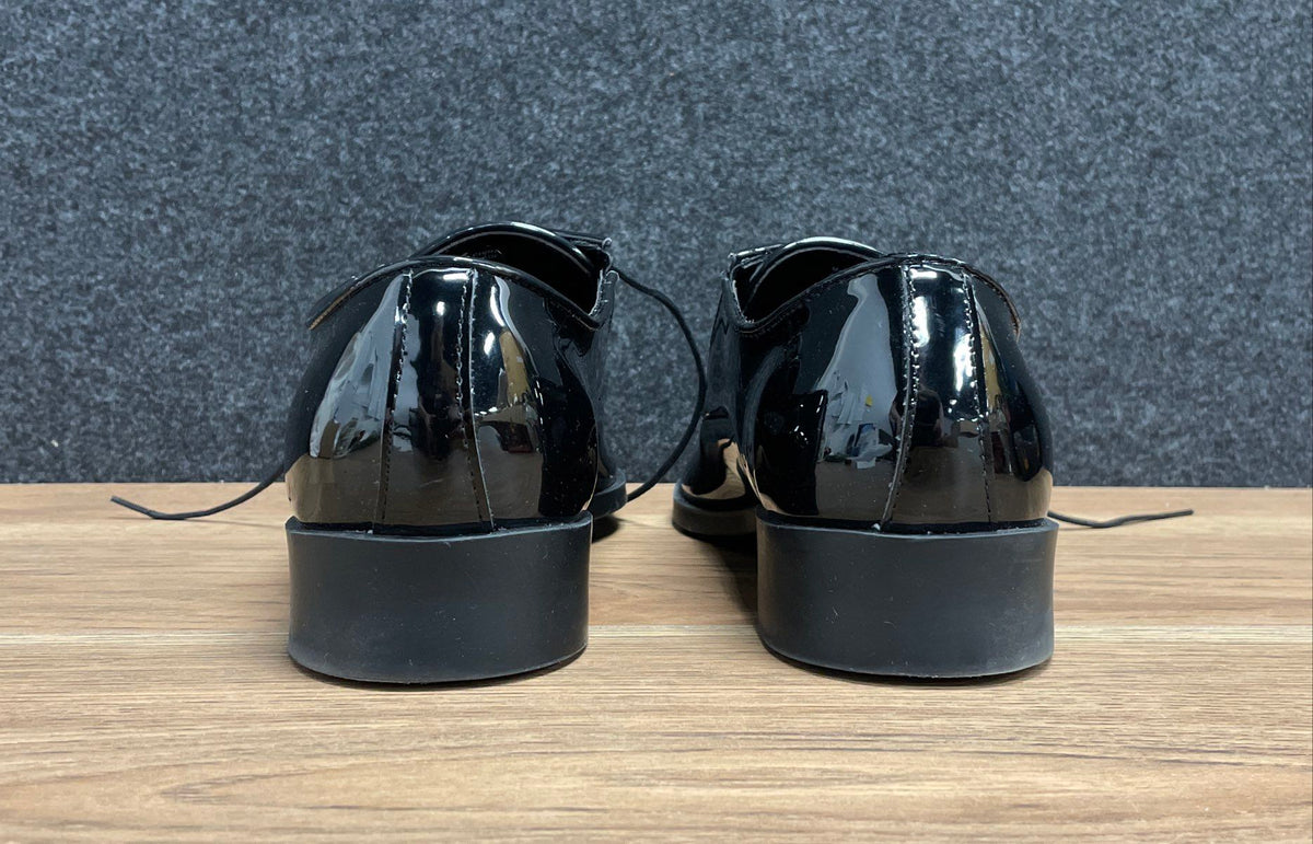 Pronto Uomo Black Patent Leather Mock Toe Derby Shoes Size 10.5 D