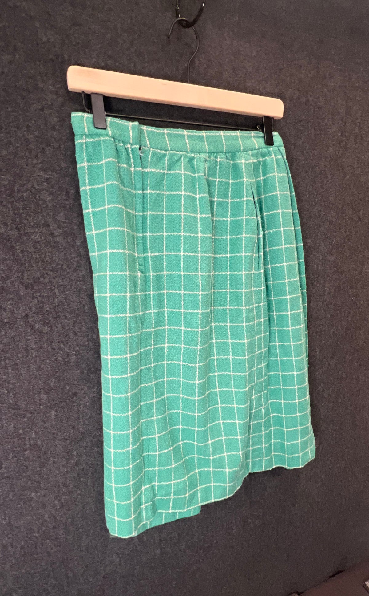Vintage 90s Carlisle Women's Green Silk Wool Plaid Pleated Skirt Size 10