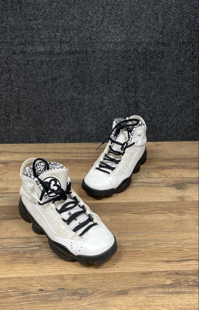 Air Jordan 6 Rings White Black Elephant Print GS Youth Size 5.5Y