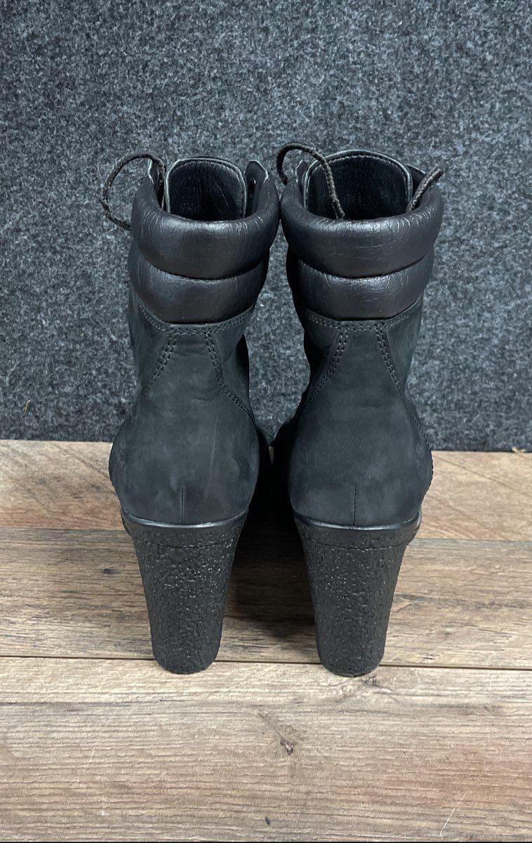 Timberland Glancy 6-Inch Heeled Boot Black Nubuck Women's Size 7