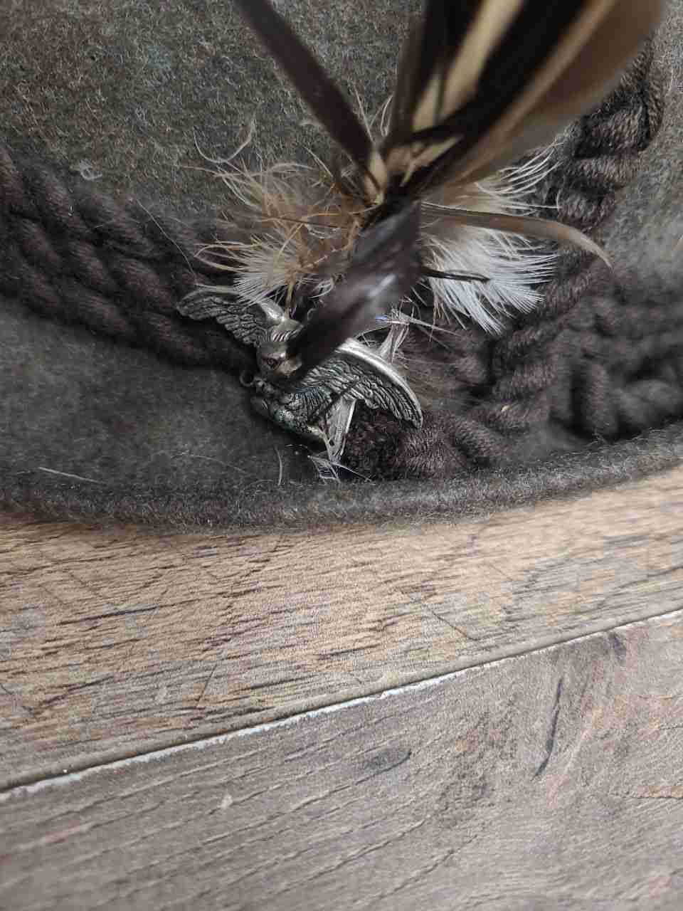 Vintage Allgauer Lodenhut Alpine Tyrolean Wool Felt Hat Feather Rope Band