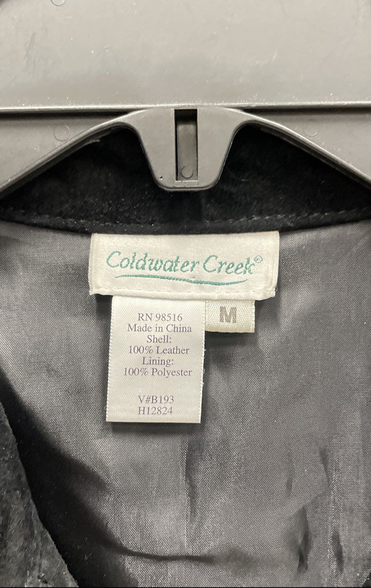 Coldwater Creek Women's Black Suede Leather Snap Button Front Jacket Sz M