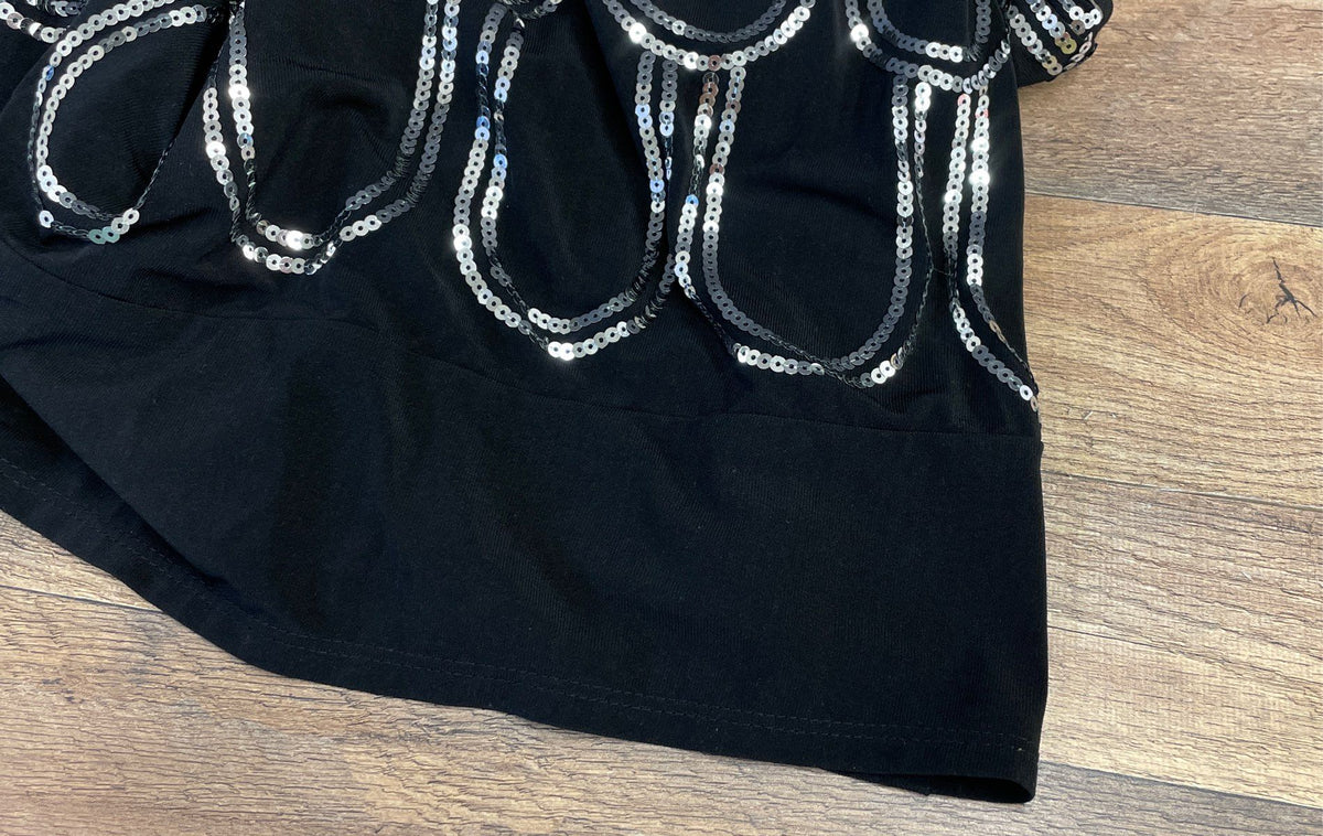 Scarlett Nite Women's Black Sequin Scalloped Art Deco Sleeveless Dress NWT 20W