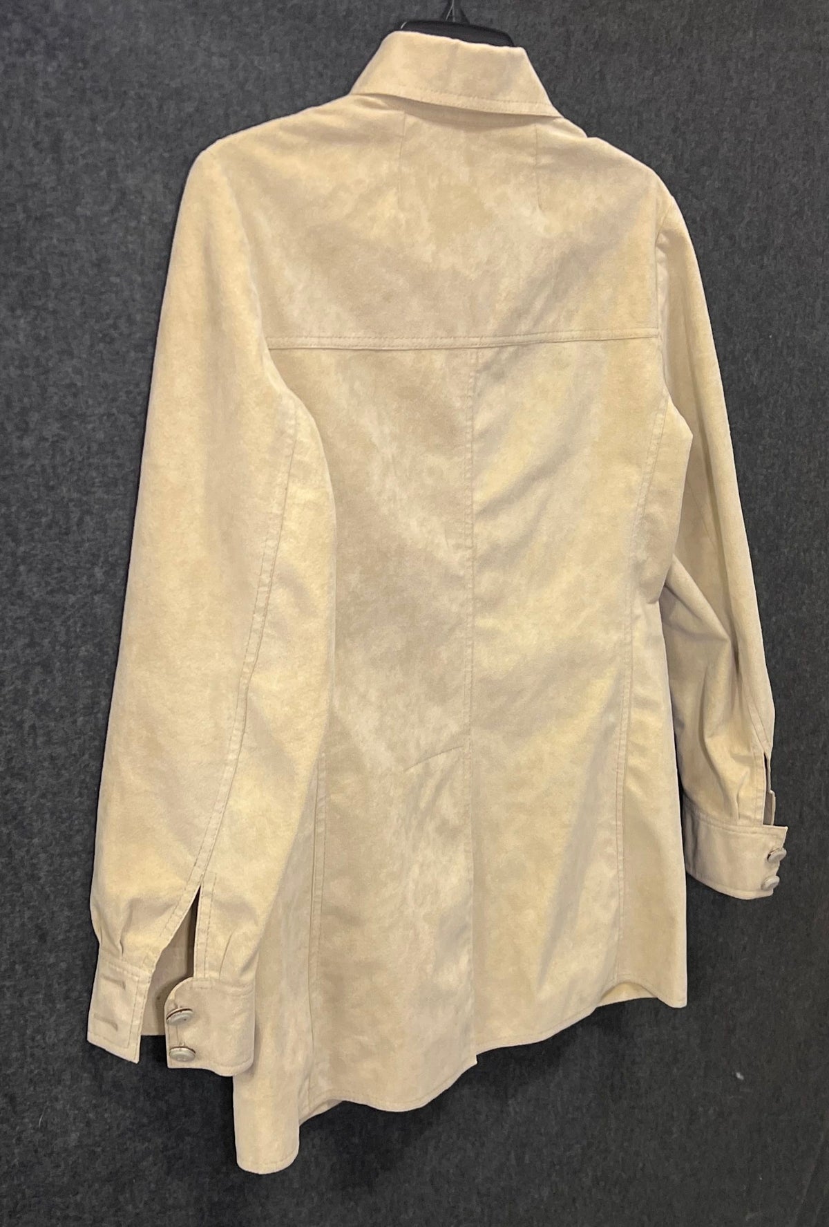 Vintage 90s Leonard Paris Women's Tan Faux Suede Safari Jacket France Size 2
