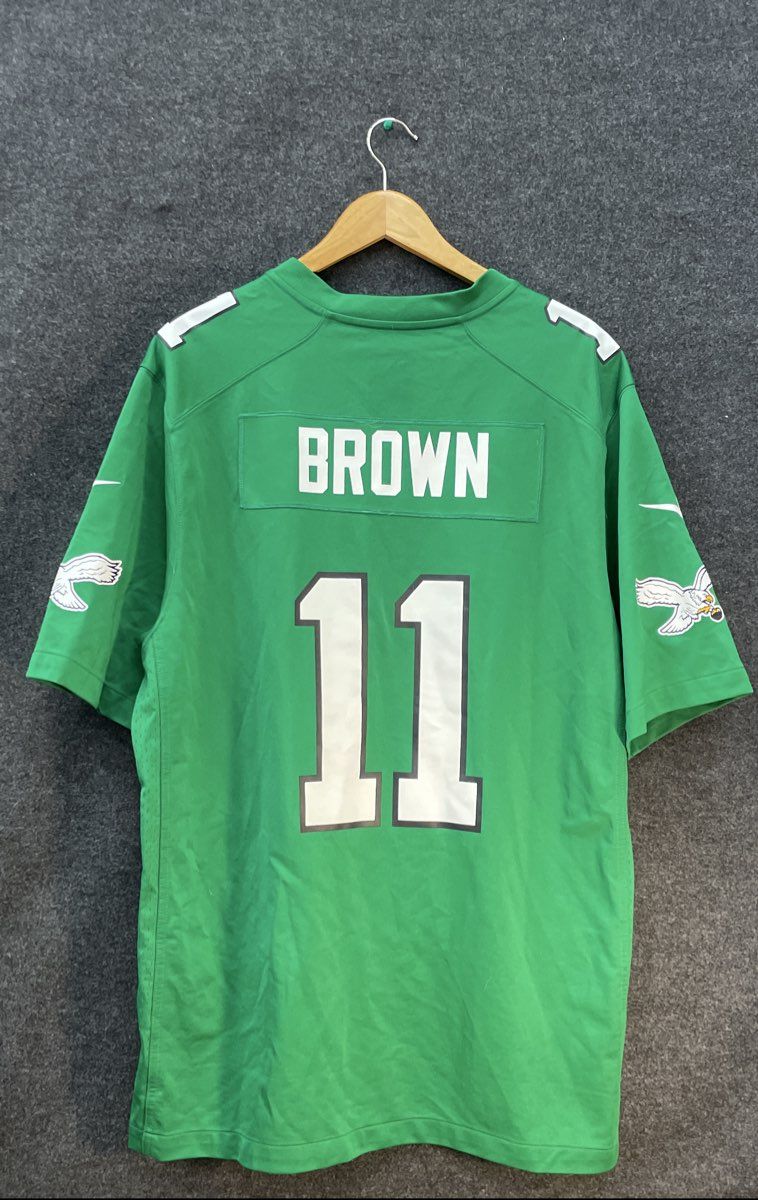 Nike Men's Eagles A.J. Brown #11 Kelly Green Throwback Jersey Size M
