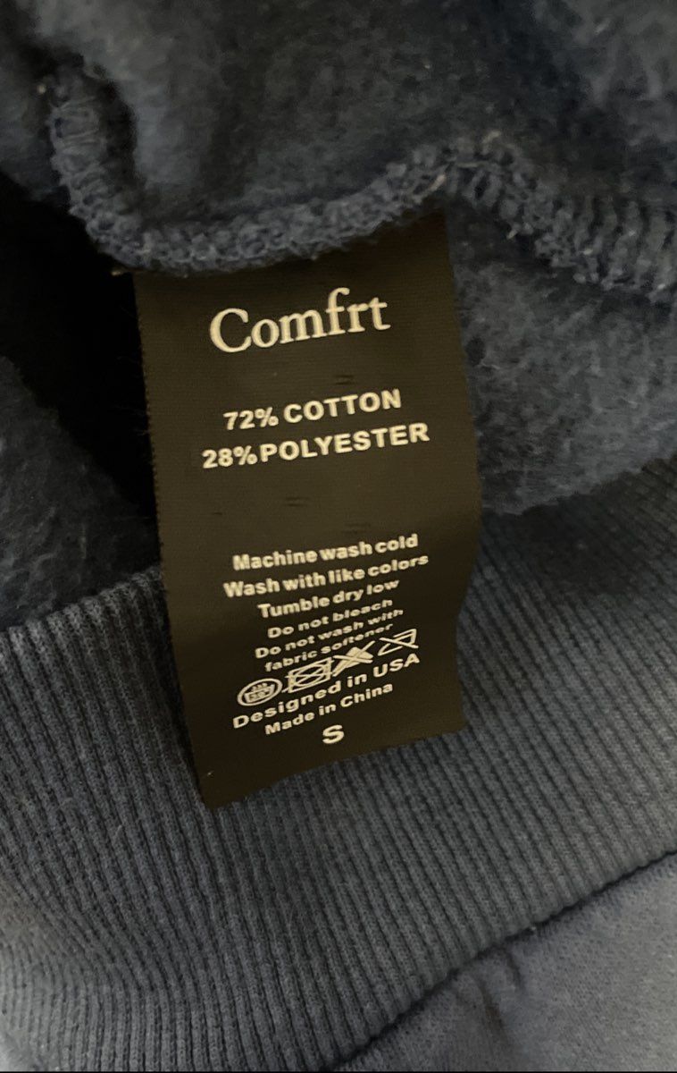 Comfrt Unisex Pullover Hoodie Blue Heavyweight Fleece Relaxed Fit Sz S
