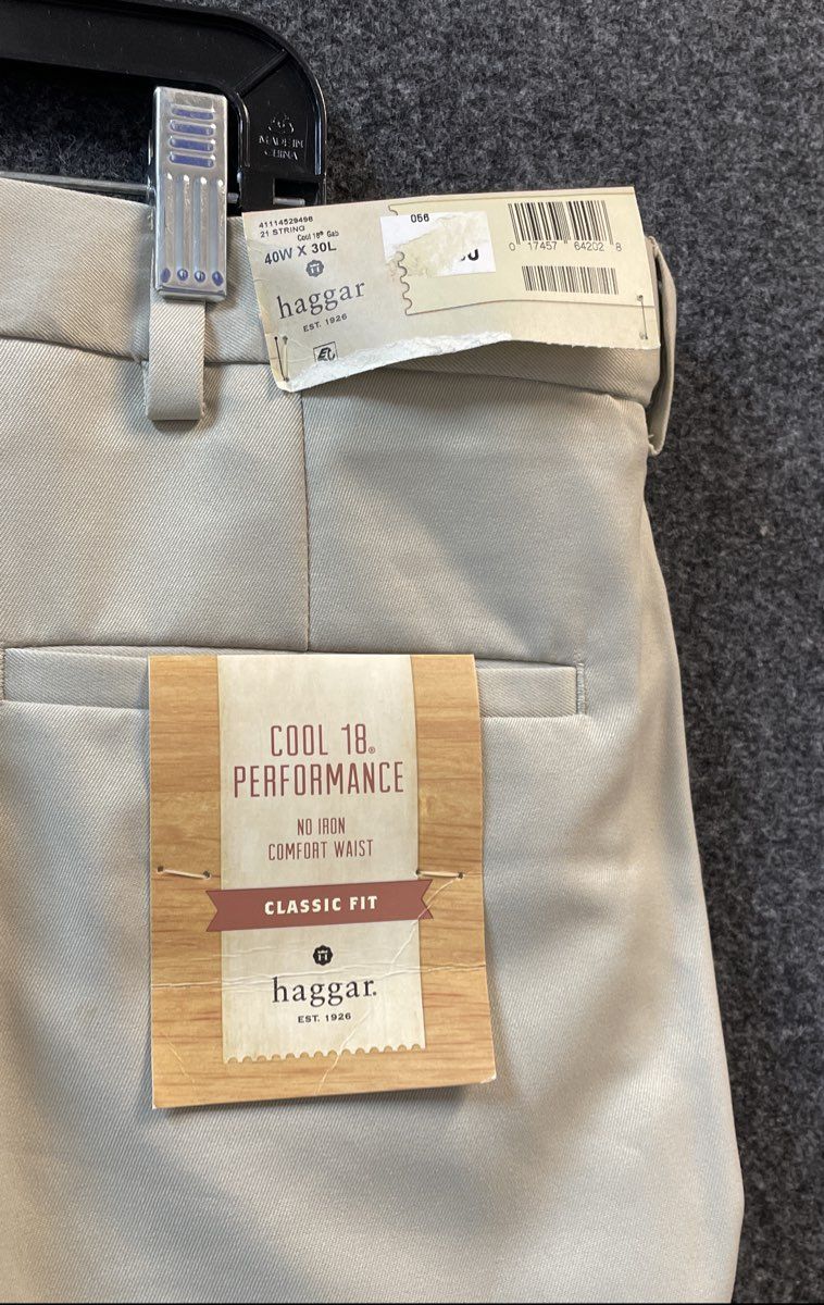 Haggar Men's Khaki Cool 18 Performance Classic Fit Dress Pants Sz 40x30 NWT