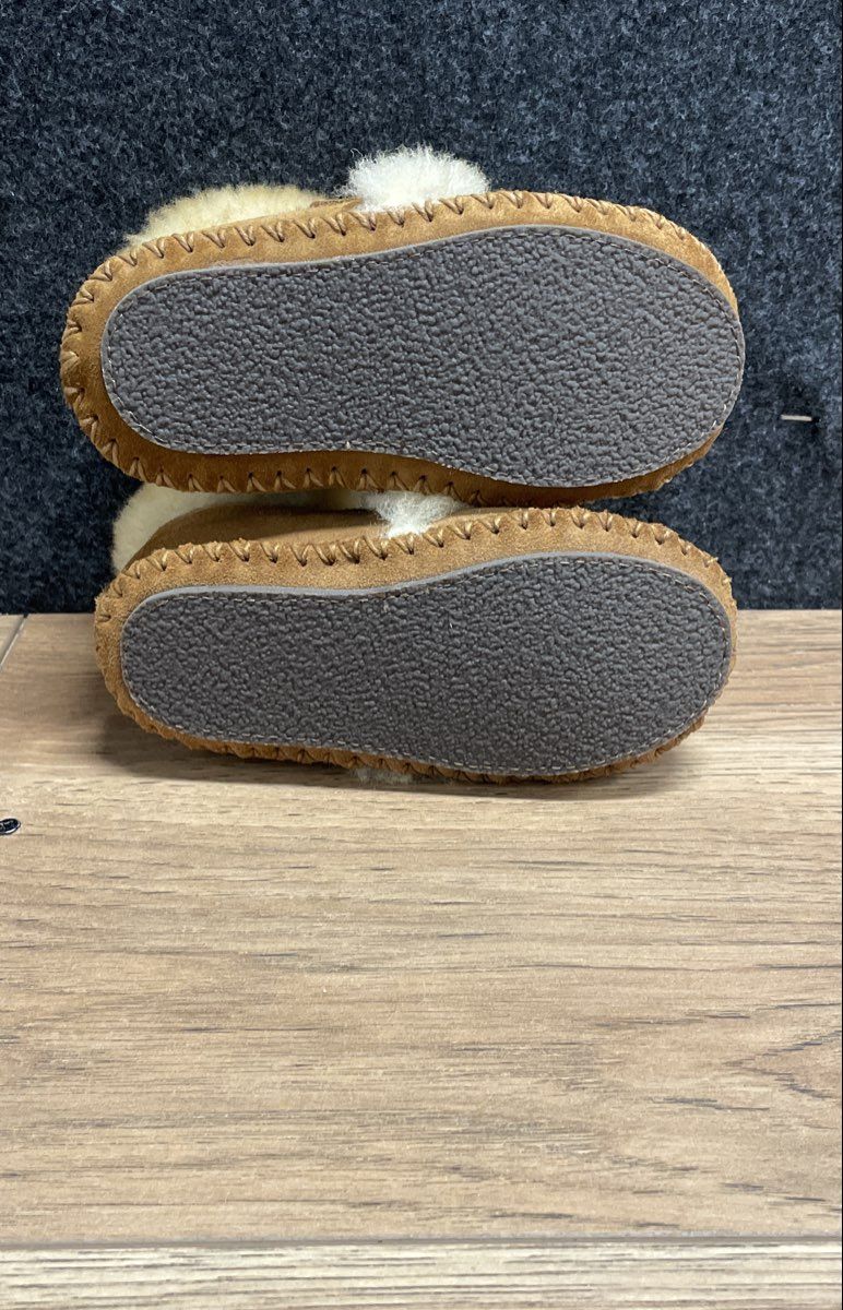 L.L.Bean Wicked Good Shearling Bootie Slippers Tan Brown Infant Toddler Size 5-6