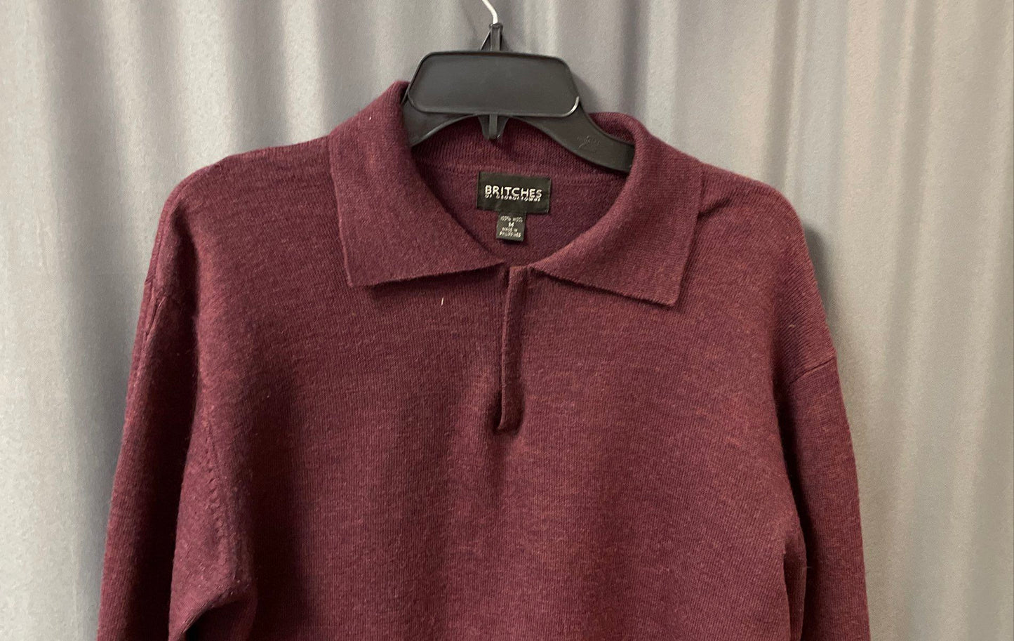Vintage 90s Britches of Georgetown Men's Burgundy Wool 1/4 Zip Sweater Sz M