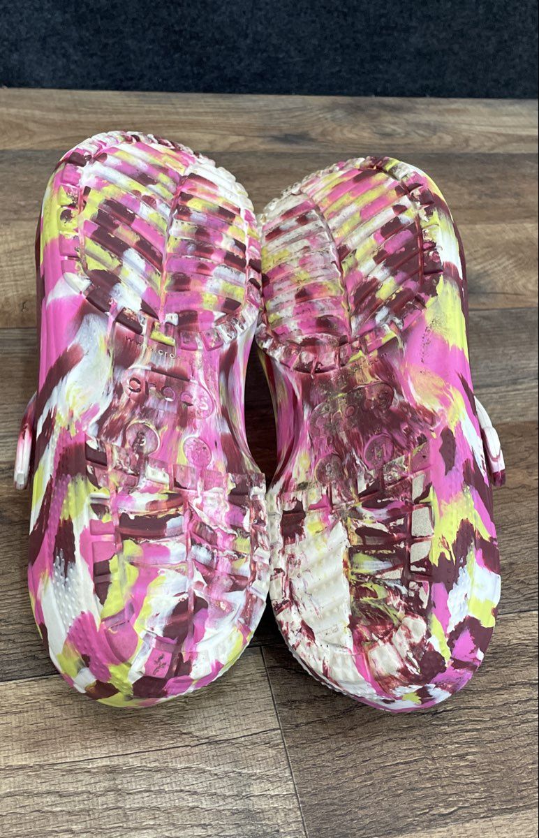 Crocs Classic Translucent Clog Purple Pink Multi-Color Marbled Women's Size 11