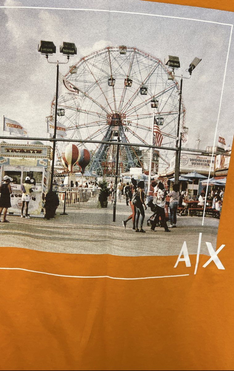Armani Exchange Men's Orange Ferris Wheel Graphic T-Shirt Sz XL
