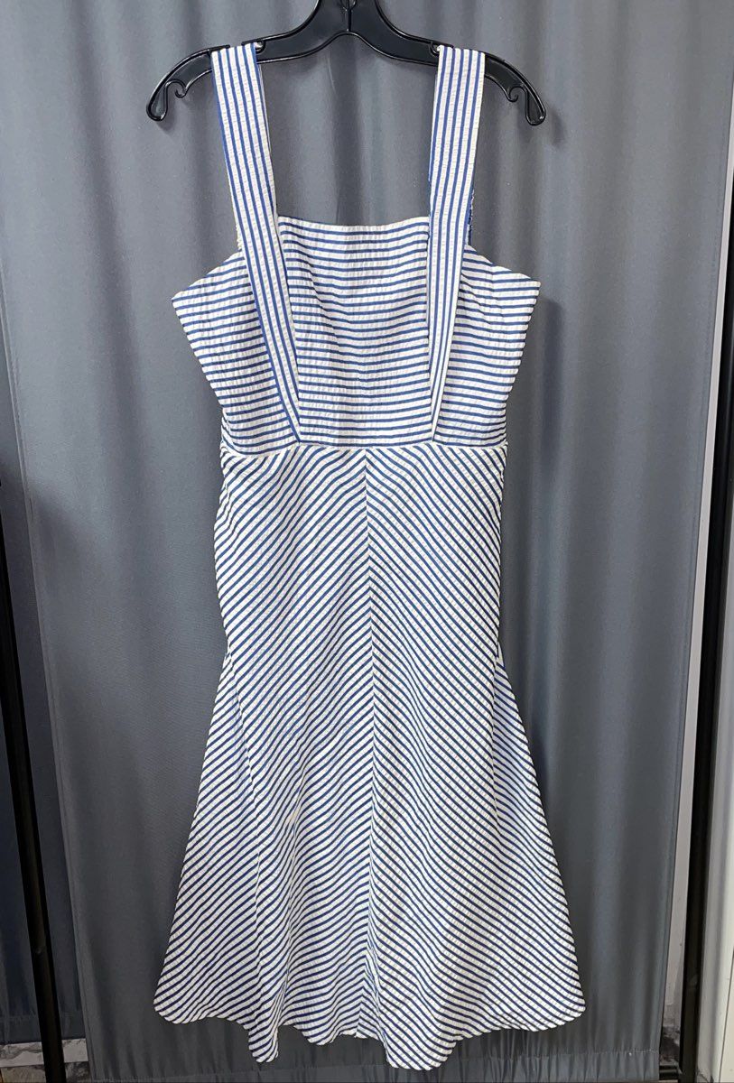 Blue/White Draper James Short Sleeve Dress - Size M
