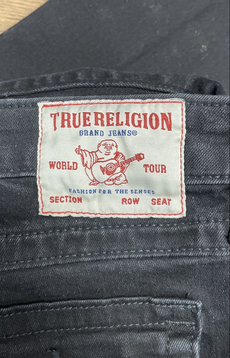 True Religion Women's Becca Mid Rise Bootcut Black Jeans Frayed Hem Sz 27