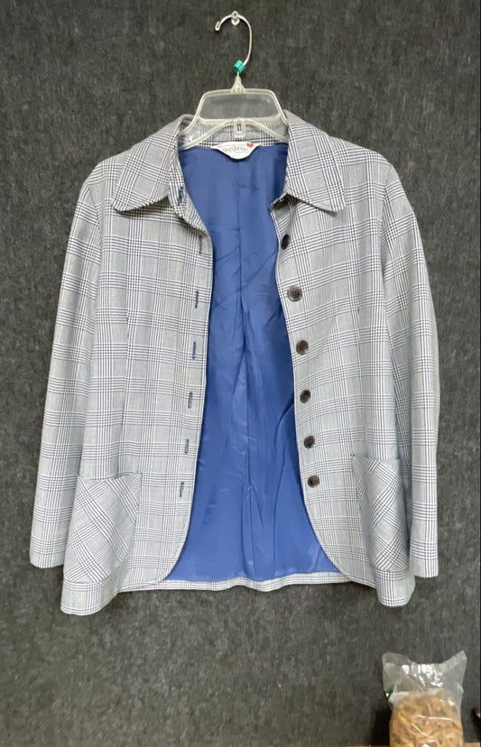 Vintage 80s Gordon of Philadelphia Women's Blue Glen Plaid Blazer Jacket Sz 10