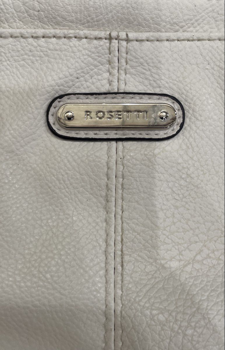 Rosetti White Pebbled Faux Leather Crossbody Bag Silver Hardware
