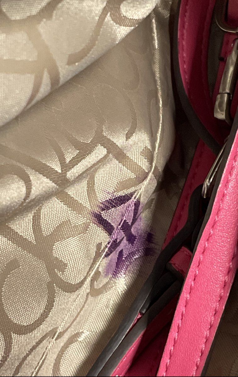 Calvin Klein White & Pink Monogram Canvas Satchel Shoulder Bag Purse