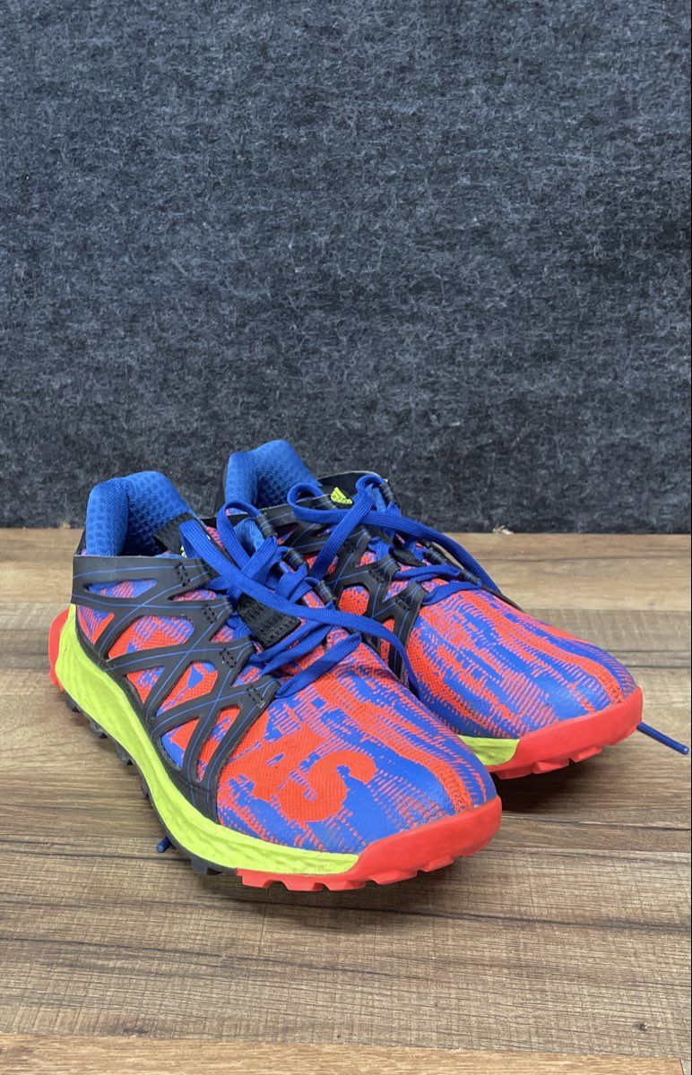 Adidas Vigor Bounce Blue Orange Lime Kids Trail Running Sneakers Size 3.5