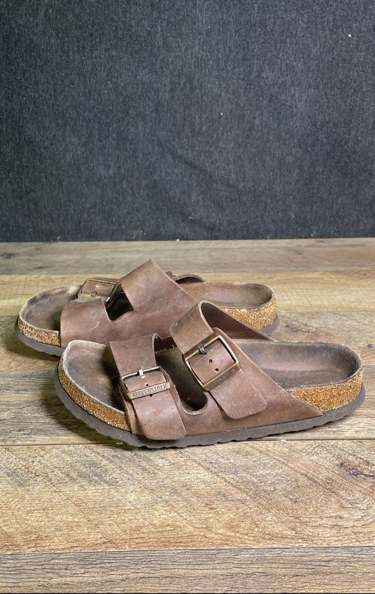 Birkenstock Arizona Brown Leather Two-Strap Sandals Women's Size 8