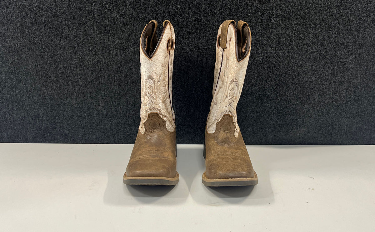 Cody James 43108 Brown Cream Square Toe Western Cowboy Boots Youth Size 5D