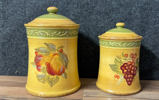 Vintage Tuscan Style Canisters by Chirs Madden w/ Sealed Lids