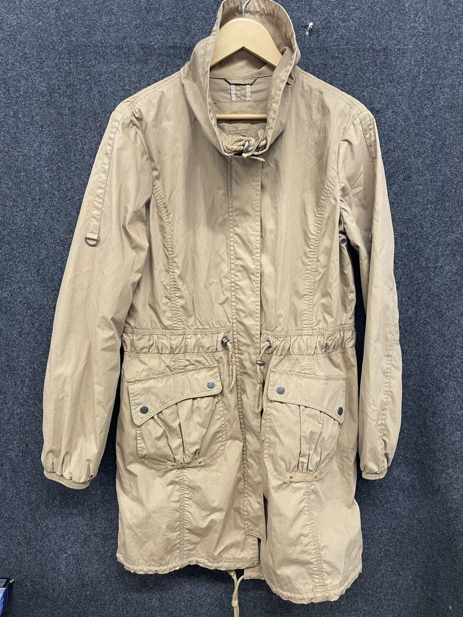 Eddie Bauer Women's Khaki Cotton Blend Utility Parka Jacket Drawstring Sz M