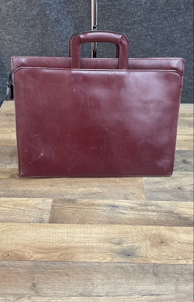 Vintage Samsill 7244 Burgundy Slim Briefcase Zippered Portfolio Handle Bag