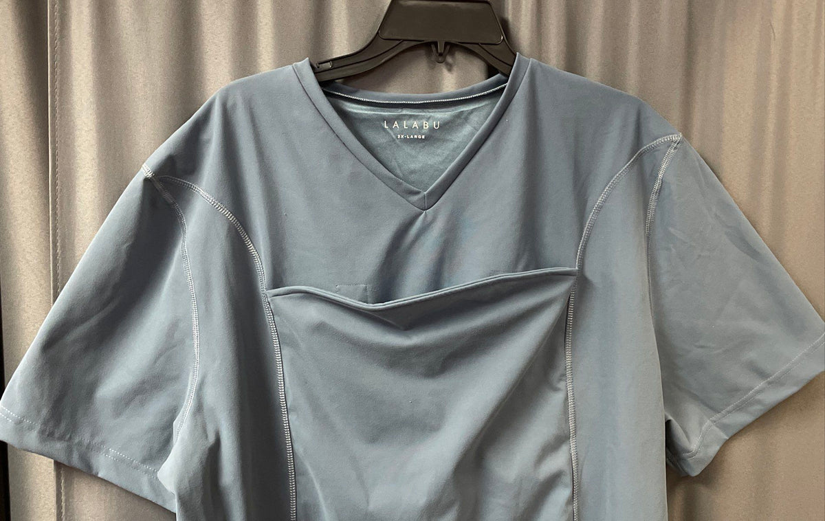 Lalabu Men's Blue Dad Shirt Baby Carrier Kangaroo Pouch V-Neck Sz 3XL
