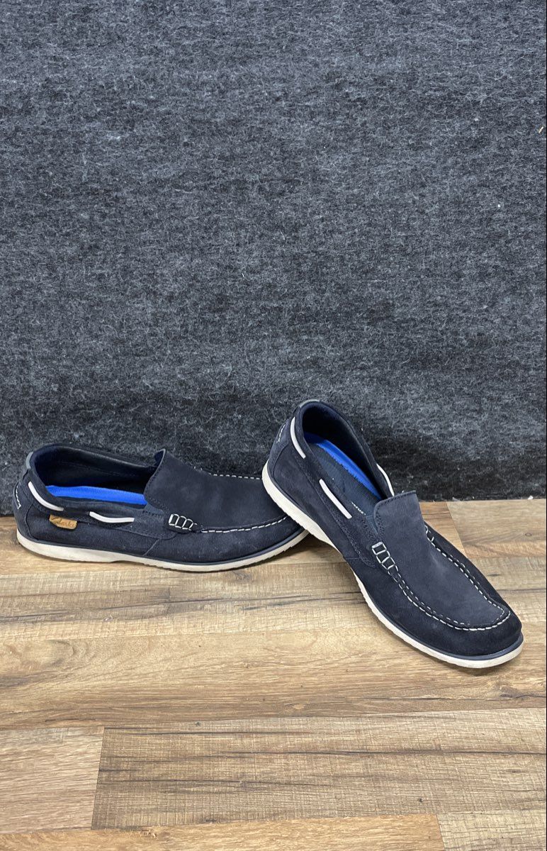 Clarks Collection Ferro Step Navy Blue Suede Slip-On Men's Size 12