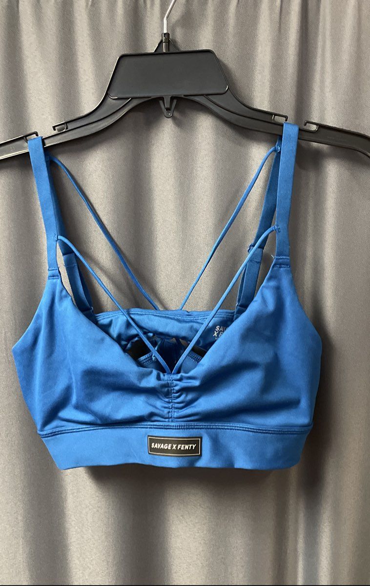 Savage x Fenty Women's Blue Strappy Bra & High Waist Legging Set Sz M 8-10