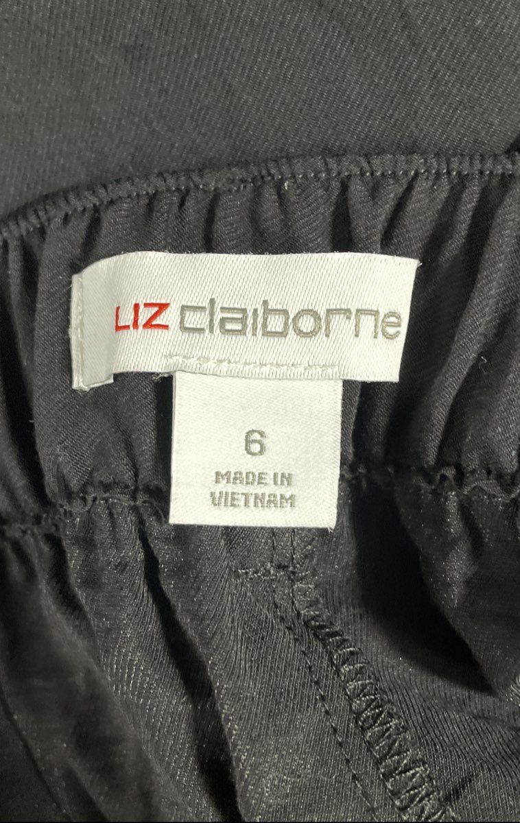 Liz Claiborne Women's Black Wide Leg Pleated Elastic Waist Pants Size 6 NWT