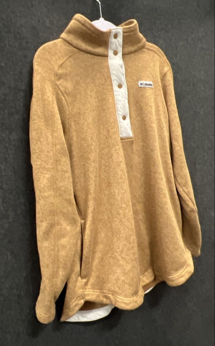 Columbia Women's Sweater Weather Half Snap Pullover Ochre Tan Fleece Sz L