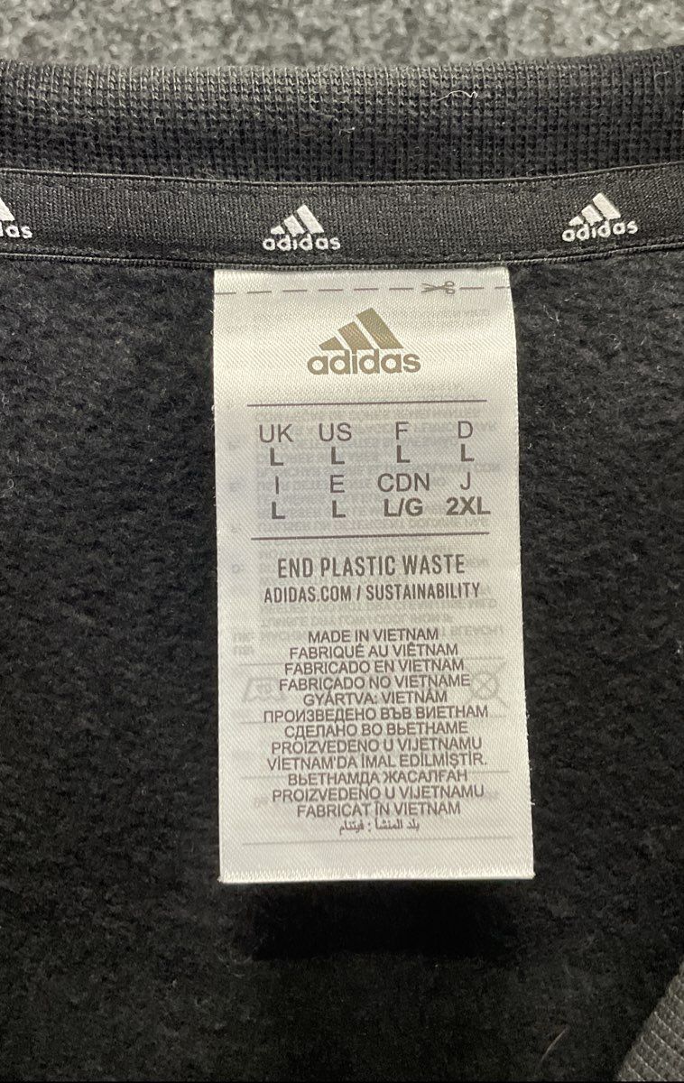Adidas Men's Black Pullover Crewneck Sweatshirt 3-Stripe Fleece Sz Large